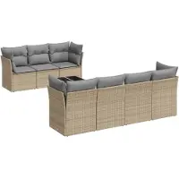 vidaXL Ensemble de jardin canapé 8 pièces avec coussins Beige Poly Rattan