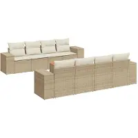 vidaXL Salon de jardin avec coussins 9 pcs beige résine tressée