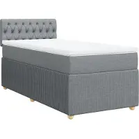 vidaXL Lit boxspring avec matelas gris clair 100x200 cm Tissu