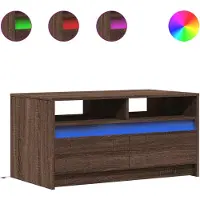 vidaXL Table basse LED marron imitation chêne Matériau dérivé du bois