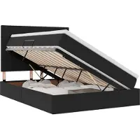 vidaXL Lit coffre à LED avec matelas, noir, 140 x 200 cm, velours