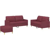 vidaXL Ensemble de canapés 3 pièces avec coussins vin rouge Tissu