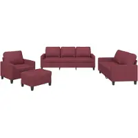vidaXL Ensemble de canapés 4 pièces avec coussins vin rouge Tissu
