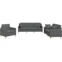 vidaXL Ensemble de canapés 3 pièces avec coussins Tissu gris foncé