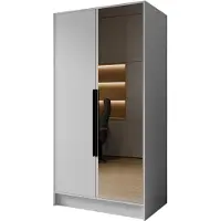 MargaretHadas24 Armoire Goya II 100 cm avec miroir (blanc, poignées noires)