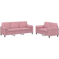 vidaXL Ensemble de canapés 2 pièces avec coussins Rose velours