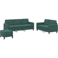 vidaXL Ensemble de canapés 3 pièces vert foncé velours