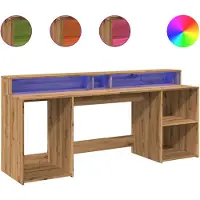 vidaXL Bureau LED Artisan-Chêne 200x55x91 Bois composite