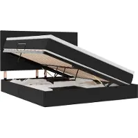 vidaXL Lit coffre à LED avec matelas, noir, 160 x 200 cm, velours