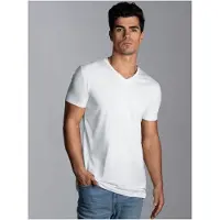 Trigema Homme TRIGEMA Slim Fit T-shirt Encolure en V blanc, Unicolore