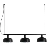 Faro Suspension TATAWIN M Linear E27 15W acier noir satiné, verre noir brillant L:105cm H:200cm intensité lumineuse variable
