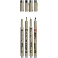 Bruynzeel Pigma Micron Fineliner Stylos techniques Grey 4 pièces