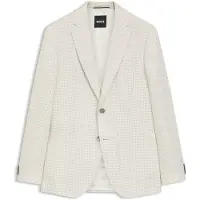 BOSS Veste Slim en lin à carreaux, coton et soie