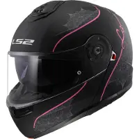 LS2 FF908 Strobe II Lux Mat Noir Rose 06 Casque Modulable Taille 3XL
