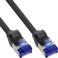 InLine Câble patch Slim, Cat.6A, S/FTP, TPE (LSZH), PoE, noir, 0,3m