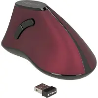 DeLOCK Souris ergonomique verticale sans fil - Noir/Rouge - 5 boutons - 1000 dpi