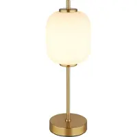 Globo Lampe de table dorée Ewald verre blanc Ø 13,5cm