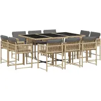 vidaXL Salon de jardin 11 pièces avec coussins Mélange beige Poly rotin