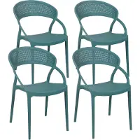 Oviala Lot de 4 chaises de terrasse vert foncé - Madrid