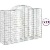 vidaXL Gabions avec arc surélevé 13pcs 200x50x140/160cm Fer galvanisé