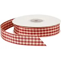 Creativ Company Geruit Lint Antiek Rood Wit, 25m
