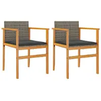 vidaXL Chaises de jardin avec coussins 2 pcs. Gris Poly Rotin Massif