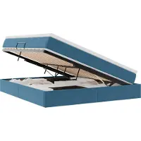vidaXL Lit de rangement avec matelas bleu foncé 160 x 200 cm velours