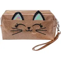 Juleeze Sac cosmétique chat doré 18x10 cm
