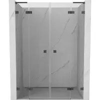 Mexen Lunar L Duo porte de douche pivotante 150 cm, transparent, gris pistolet brossé - 834DL-150-000-66-00