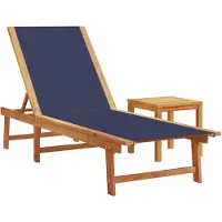 vidaXL Bain de soleil avec table Bleu Bois massif Acacia et Textilène