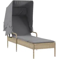 vidaXL Bain de soleil avec toit Beige Poly Rattan