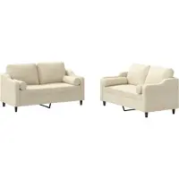 vidaXL Ensemble de canapés 2 pièces avec coussins Crème Tissu