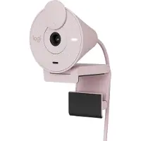 Logitech Webcam Brio 300 Full HD avec confidentialite, micro a reduction de bruit, USB-C - Rose