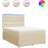 vidaXL Lit boxspring avec matelas Crème 160x200 cm Tissu