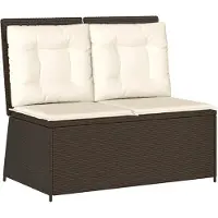 vidaXL Banc de jardin Réglable avec coussins Marron Poly Rattan