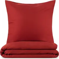 Blumtal linge de lit 155x220cm + taie d'oreiller 40x70cm - Microfibre Bed Sheets 155x220cm - 2pcs set linge de lit rouge foncé