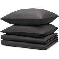 Blumtal Literie 2x 135x200cm + 2x taies d'oreiller 40x80cm - Microfibre Bed Sheets 135x200cm - Set de 4 draps gris foncé