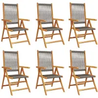 vidaXL Chaise de jardin Réglable 6 pcs. Gris Bois massif Acacia