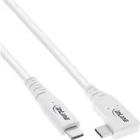 InLine Câble USB4, USB-C, anguleux d'un côté, PD 240W, 8K60Hz, TPE, blanc, 2m