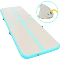 The Living Store Tapis de gymnastique gonflable avec pompe 400x100x10 cm PVC vert
