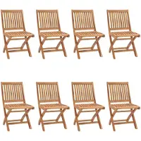 vidaXL Chaises de jardin pliantes avec coussins 8 pcs. Bois massif teck