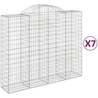 vidaXL Gabions avec arc surélevé 7 pcs. 200x50x160/180cm Fer galvanisé