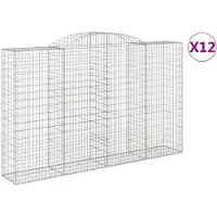 vidaXL Gabions avec arc surélevé 12 pcs 300x50x180/200cm Fer galvanisé