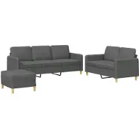vidaXL Ensemble de canapés 3 pièces avec coussins Tissu gris foncé