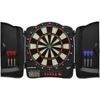 Carromco Cabinet de fléchettes électroniques Panthera-301 4 trous distance rouge-vert-beige-noir 8 joueurs avec fléchettes souples 32 jeux 500 variations (y compris le cricket)