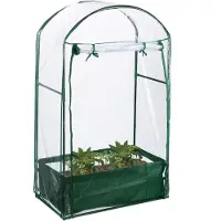 Relaxdays Serre de balcon , sac de culture, H x l x P : 153 x 89 x 49 cm, serre en film plastique, film PVC, acier, transparent/vert