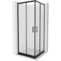 Mexen Rio Paroi de douche carrée 80 x 80 cm, motif strass, noir + Receveur de douche plat, noir - 860-080-080-70-30-4070B