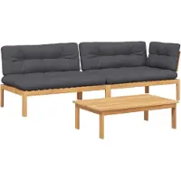vidaXL Ensemble de 3 canapés de jardin en palettes avec coussins en acacia