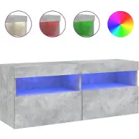 vidaXL Armoire TV murale avec lampes LED gris béton 100x30x40 cm