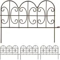 Relaxdays Bordures de parterre , lot de 4, métal, H x L : 28 x 38,5 cm chacune, bordures de parterre pour le jardin, clôture décorative à enfoncer, couleur bronze